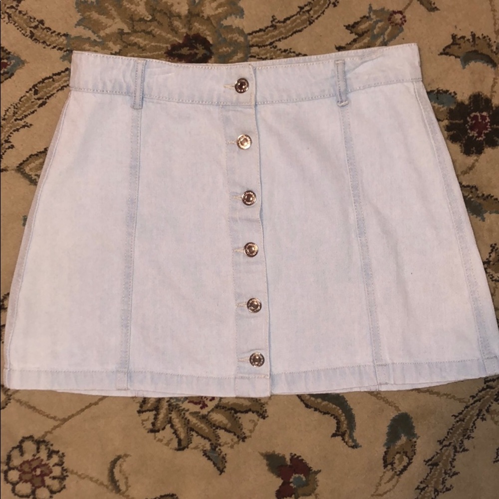 denim button up skirt